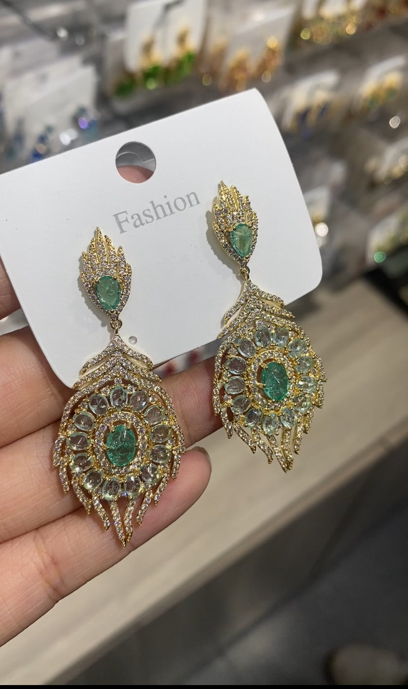 Crystal fashion CZ earrings 18K gold plated wholesale