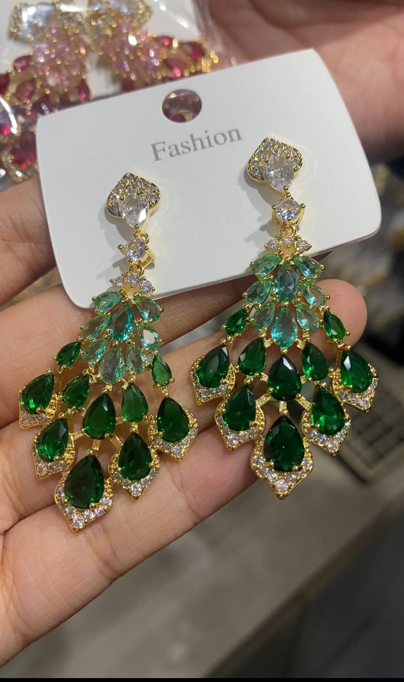 Exquisite cubic zirconia stud earrings 18K gold plated wholesale