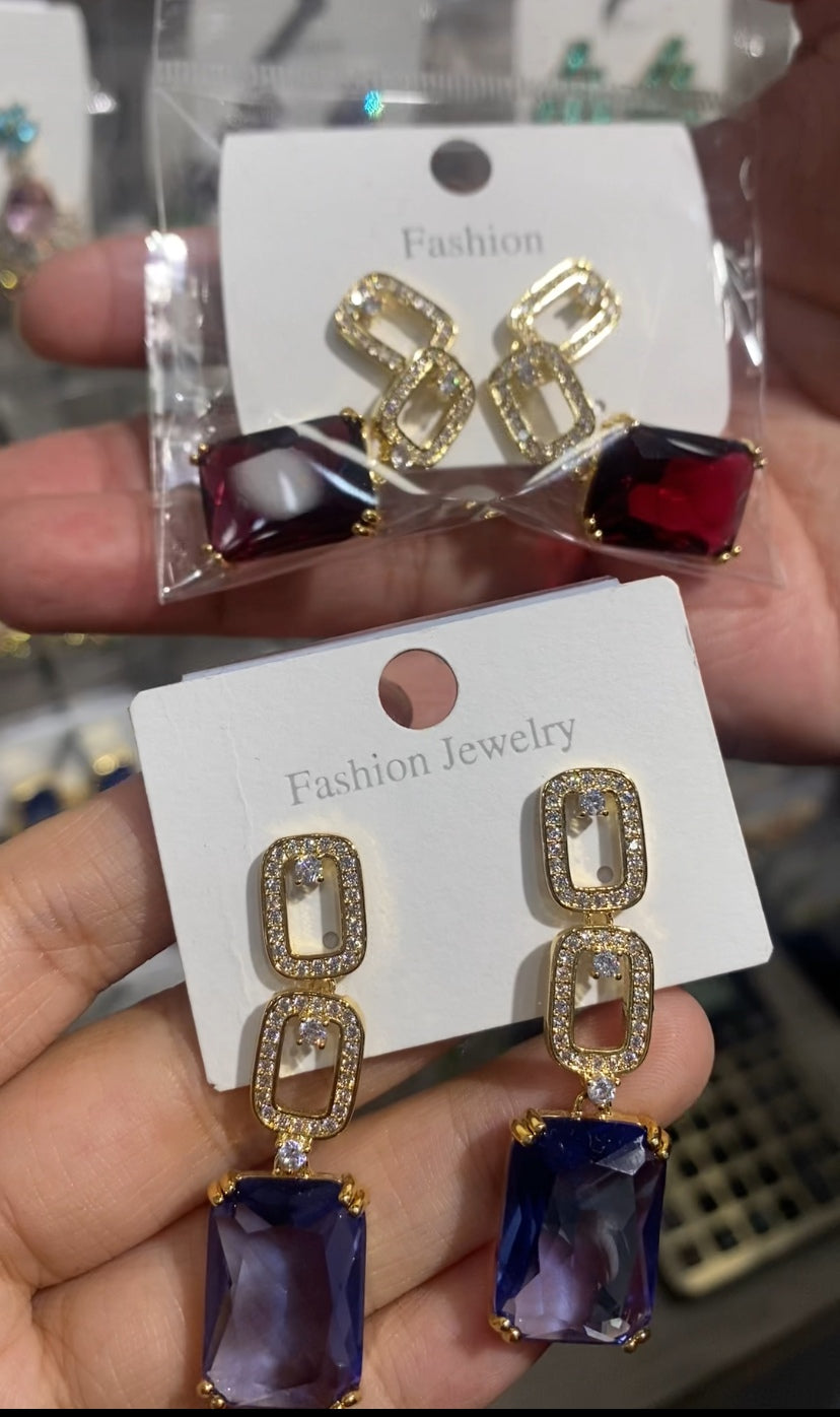 Exquisite zircon ear accessories 18K gold plated CZ wholesale