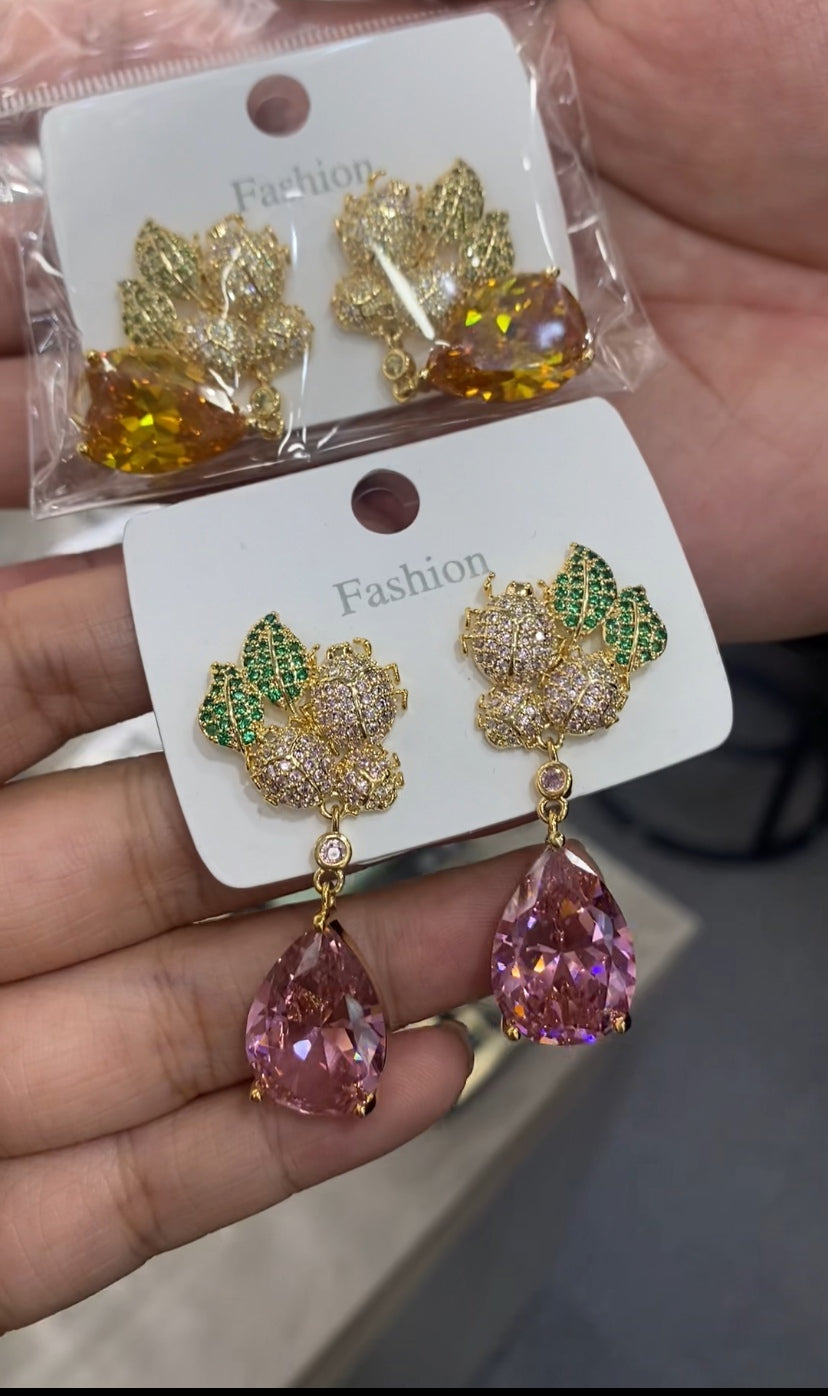 Cubic zirconia elegant stud earrings 18K gold plated wholesale