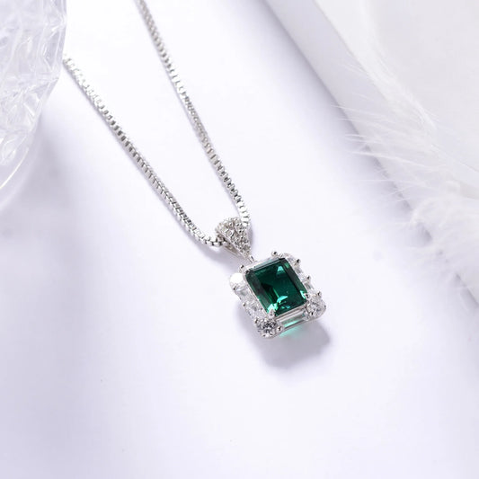 2CT emerald necklace worn on neck gold plated supplier