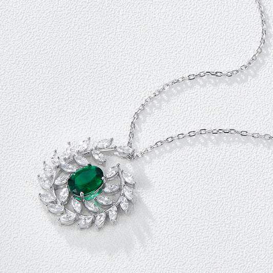 2CT emerald necklace worn on neck gold plated supplier