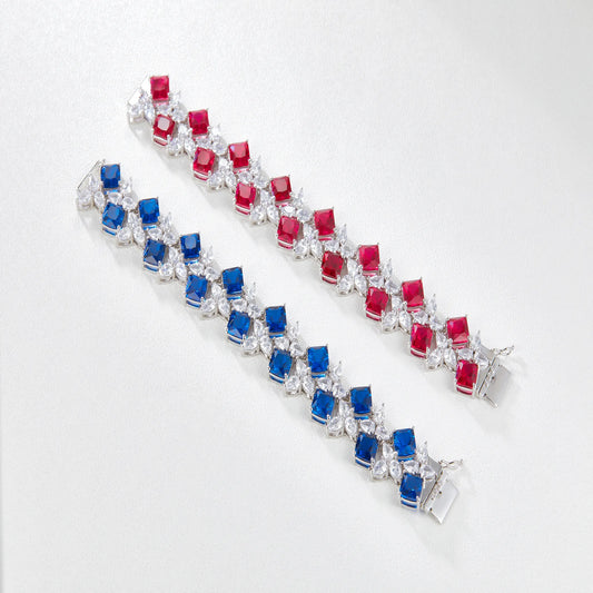 Red Corundum Bracelet Gold Plated CZ Luxury Women Wholesale View 2