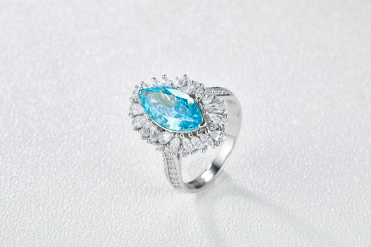 Classic simulated diamond ring worn on hand white gold supplier