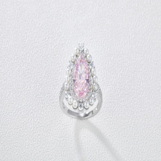 Simulated diamond ring worn on hand white gold plated supplier