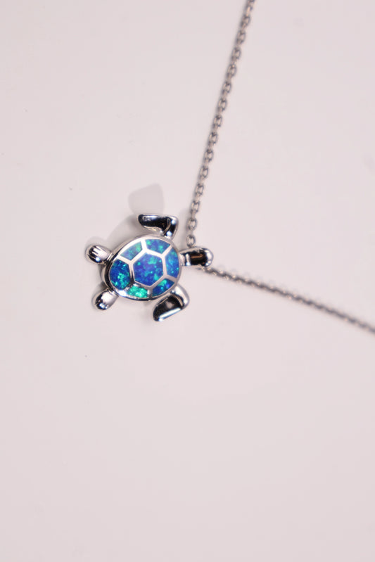 Sea Turtle Opal Pendant White Gold Plated Cute Wholesale View 2