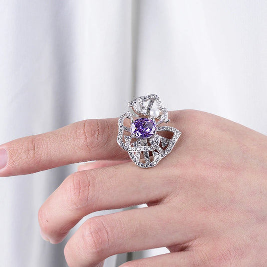 Sugar shaped gemstone ring worn on hand gold plated supplier