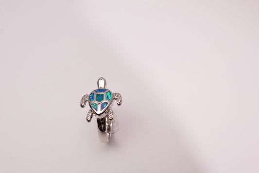 White Gold Plated Sea Turtle Ring Opal Inlay Women Wholesale View 2