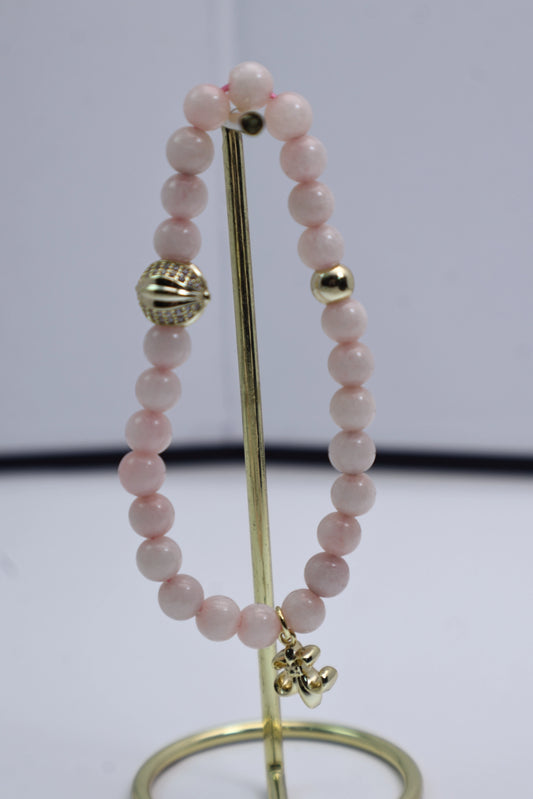 Pink Stone Stretch Bracelet Gold Plated CZ Love Stone Wholesale View 2