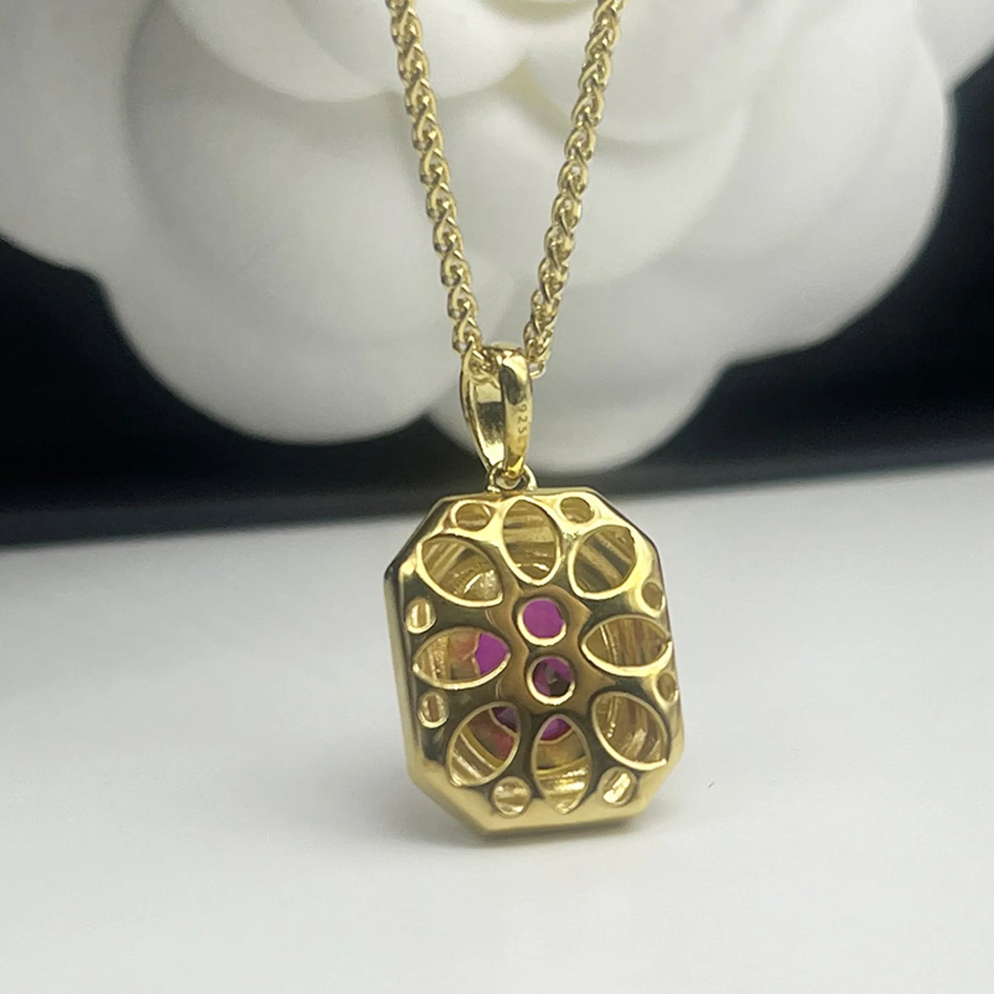 Mermaid Evening Ruby Necklace Gold Plated CZ Wholesale View 4