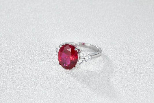 Lab Ruby Mermaid Evening Ring Gold Plated CZ Wholesale View 2