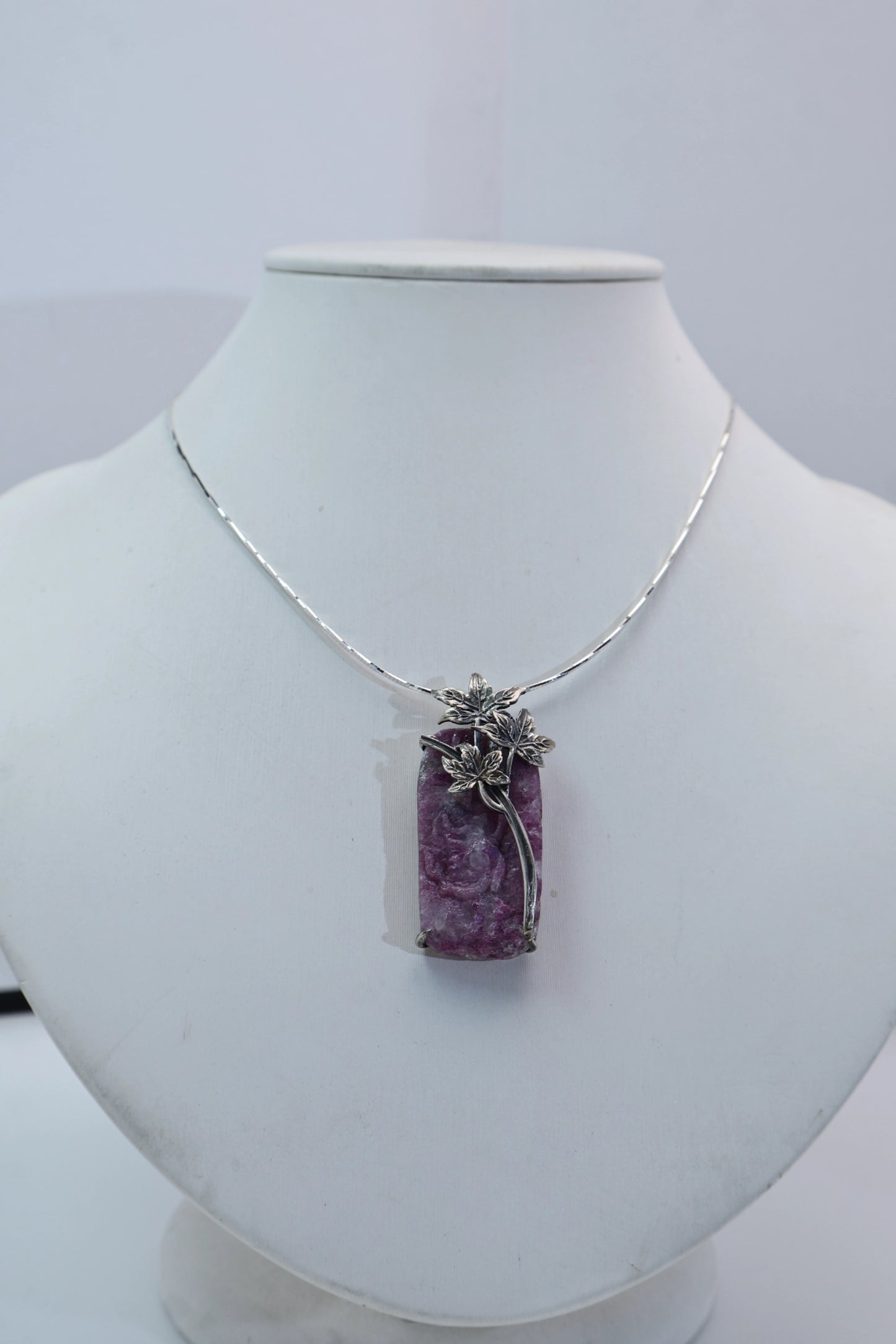 Natural Ruby Square Pendant 925 Silver 3D Design Wholesale View 5