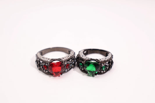 Heart CZ Statement Ring Black White Plated Unisex Wholesale View 2