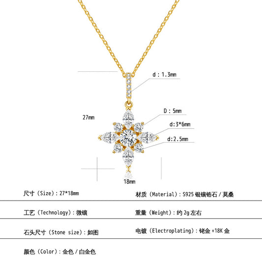 925 Silver Niche Snowflake Necklace | Moissanite or CZ | Wholesale