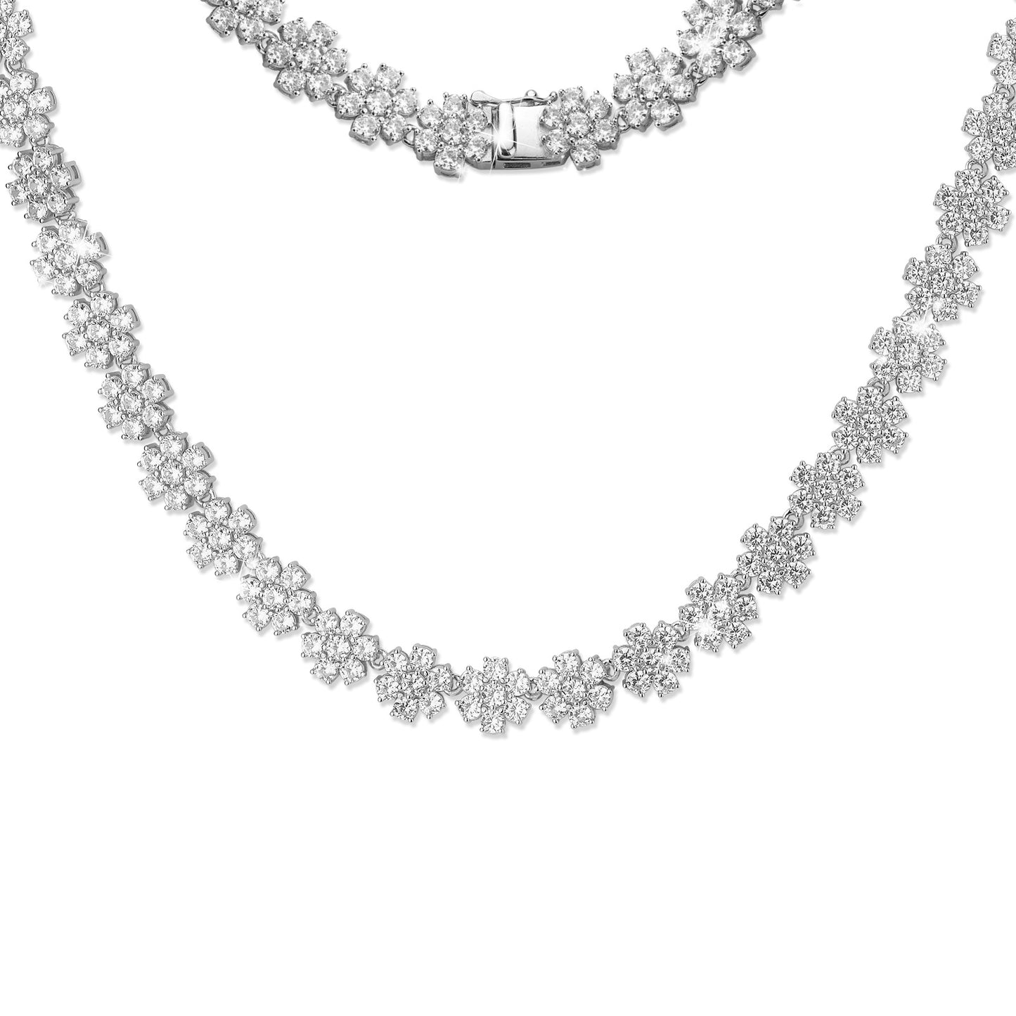 925 Silver Full Diamond Sunflower Necklace | Moissanite or CZ | Wholesale