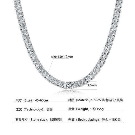 925 Silver Fashion Cuban Necklace | Moissanite or CZ | Wholesale