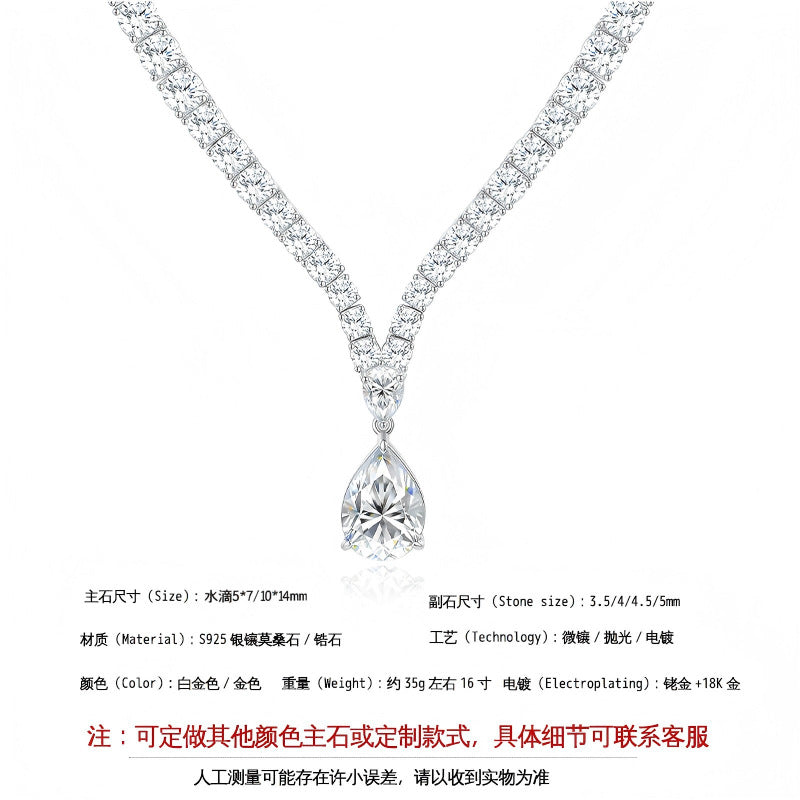 925 Silver Luxury Tear Drop Necklace | Moissanite or CZ | Wholesale