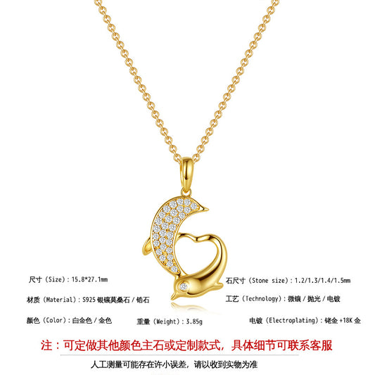 925 Silver Niche Dolphin Necklace | Moissanite or CZ | Wholesale