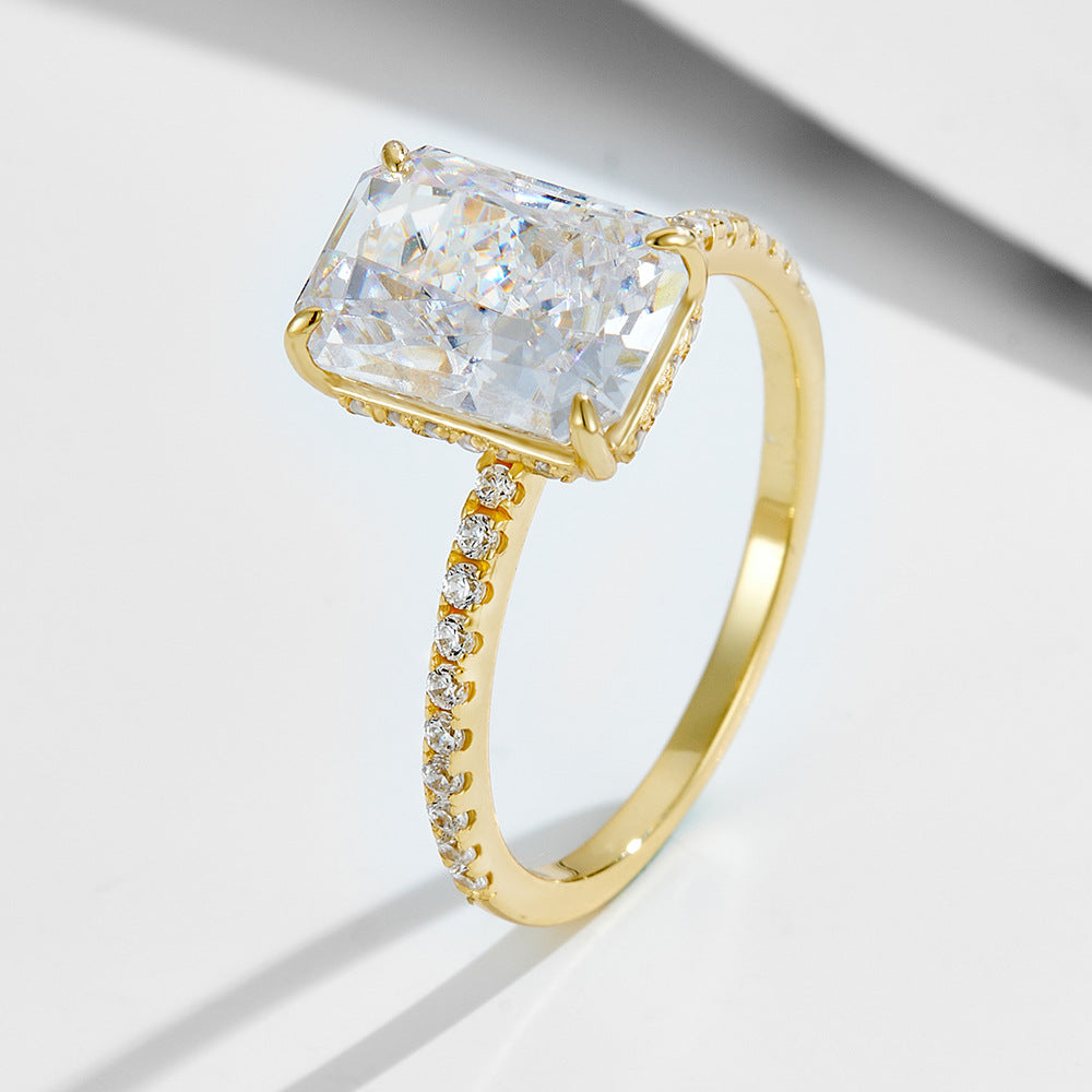 Wholesale 925 Sterling Silver Ice Flower Cut Zircon Ring Floral Design