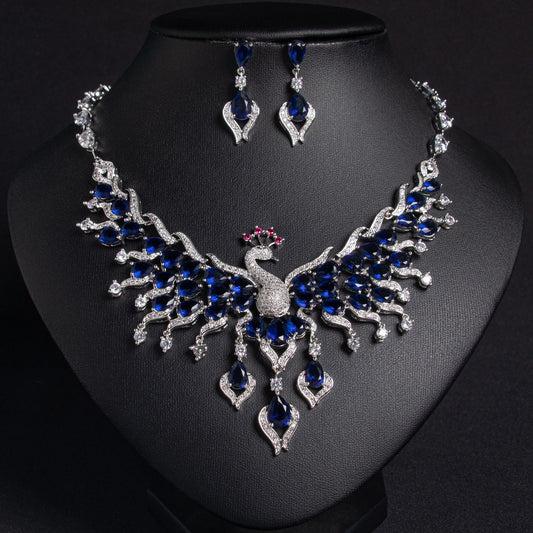CZ Peacock Jewelry Set Gold Plated OEM View 2