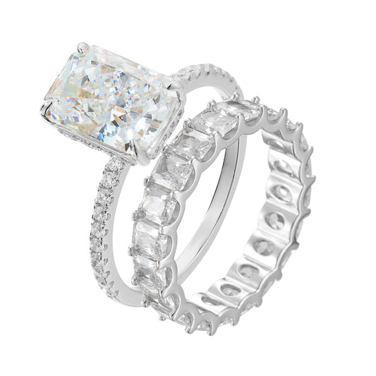 Wholesale 925 Sterling Silver Zircon Ring Set Ins Style Simple Style