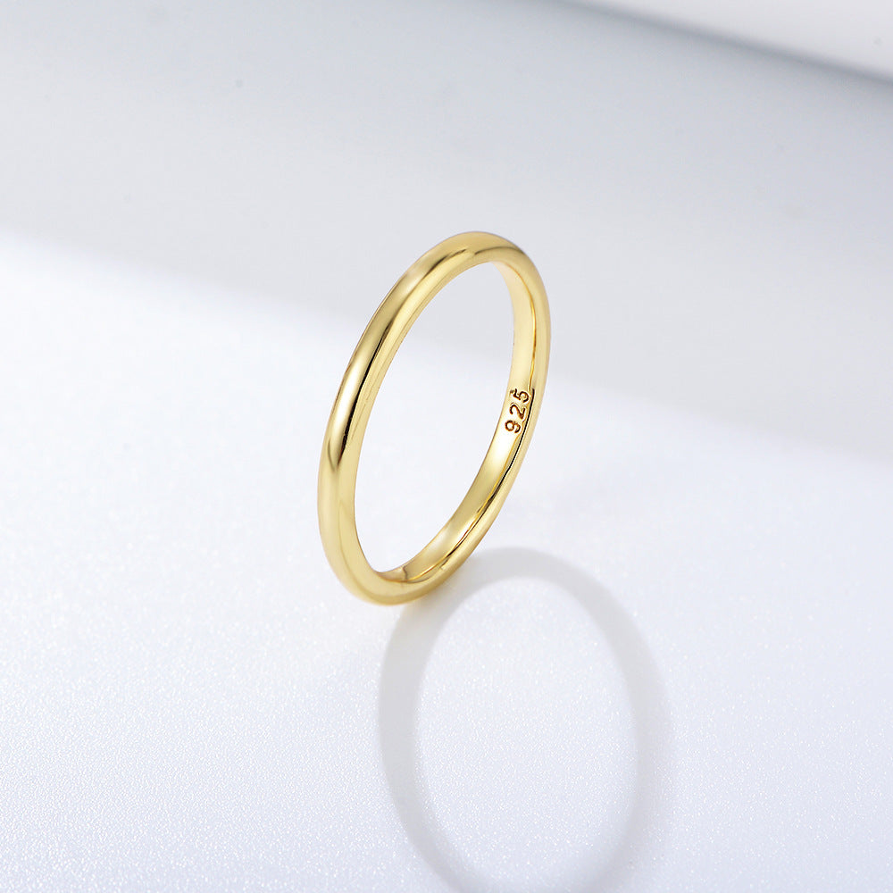 Wholesale 925 Sterling Silver Plain Ring 14K Gold Plated Korean Ins Niche Normcore Accessible Luxury Thin Ring