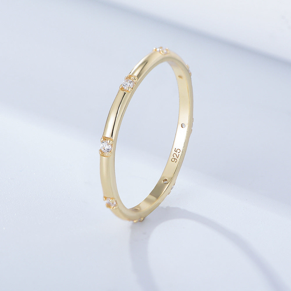 Wholesale 925 Sterling Silver Zircon Ring Set Ins Style Simple Style
