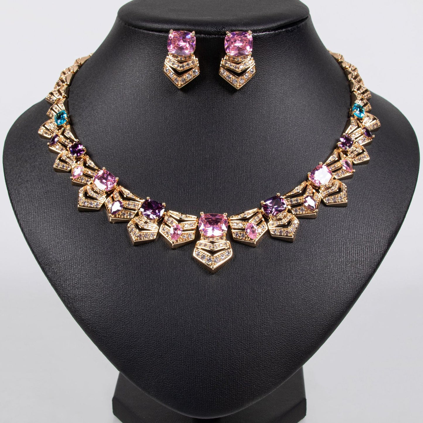 Sparkle Zircon Bridal Set 18K Gold Plated Wholesale View 5