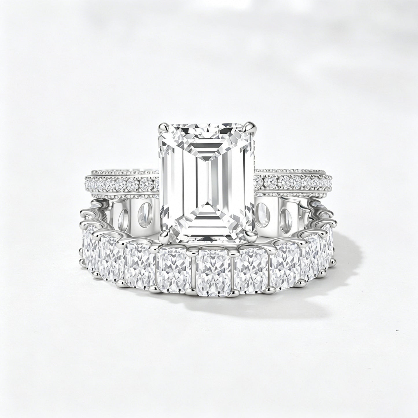 Wholesale 925 Sterling Silver Zircon Ring Set Geometric