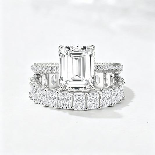Wholesale 925 Sterling Silver Zircon Ring Set Geometric