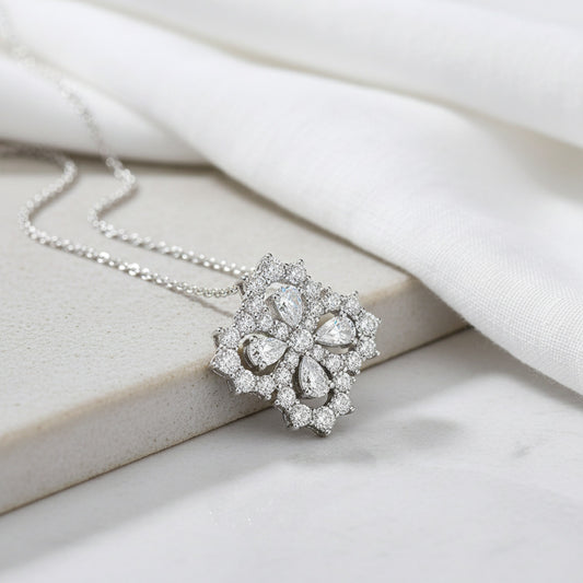 925 Silver Niche Flower Necklace | Moissanite or CZ | Wholesale