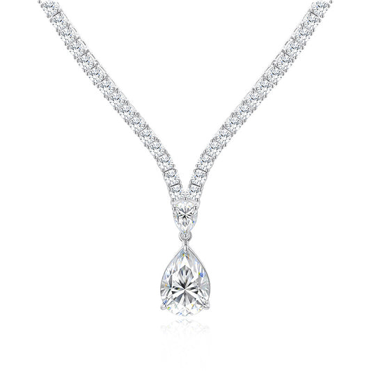 925 Silver Luxury 6CT Drop Necklace | Moissanite or CZ | Logo Engrave | Wholesale