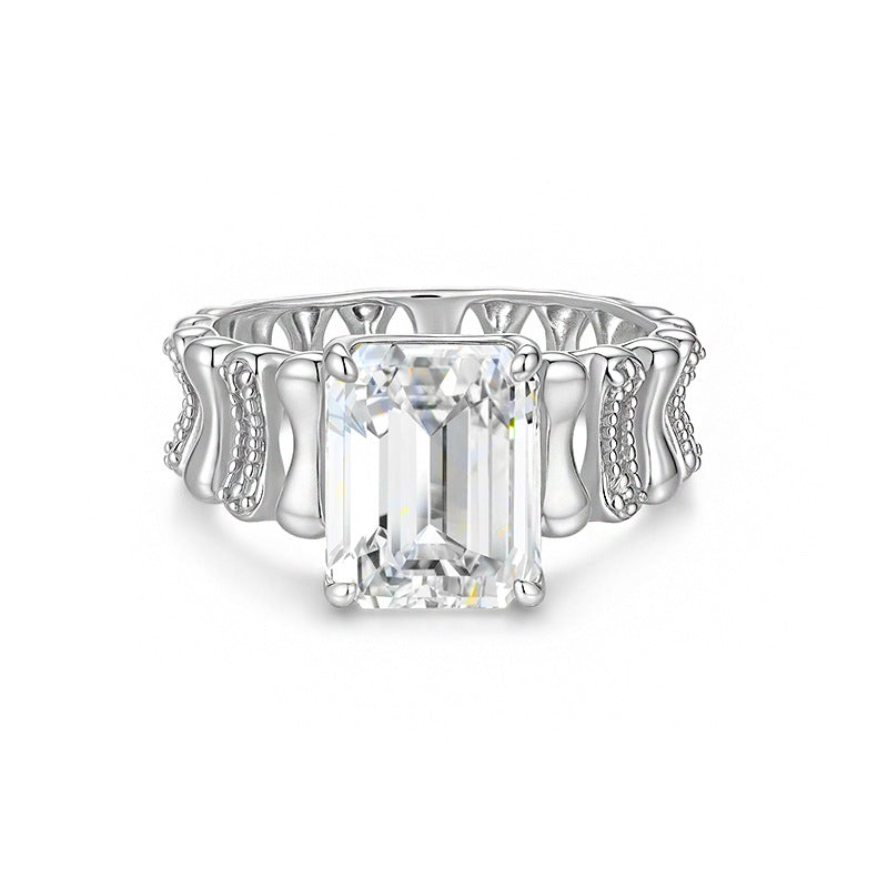 925 Silver Fashion Rectangular 8x10mm Ring | Moissanite or CZ