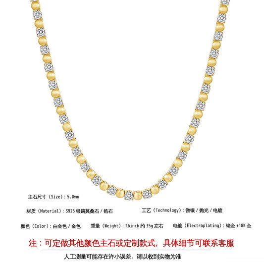925 Silver 4-Prong Hip-Hop Necklace | Moissanite or CZ | Wholesale