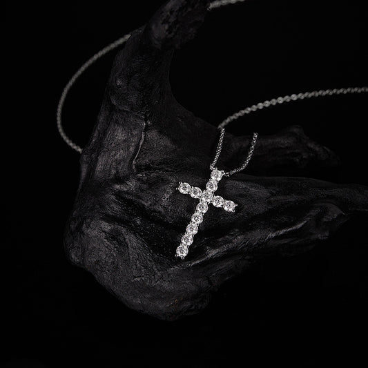 925 Silver Full Diamond Cross Necklace | Moissanite or CZ | Wholesale
