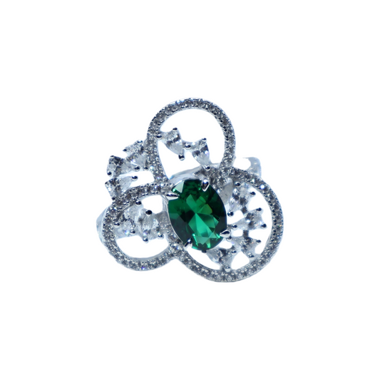 Green zircon triple ring worn on hand gold plated supplier