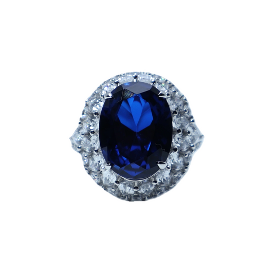 Blue spinel oval ring worn on hand 925 silver supplier