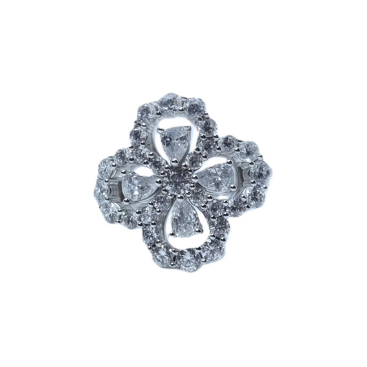 Flower-Shaped CZ Diamond Ring