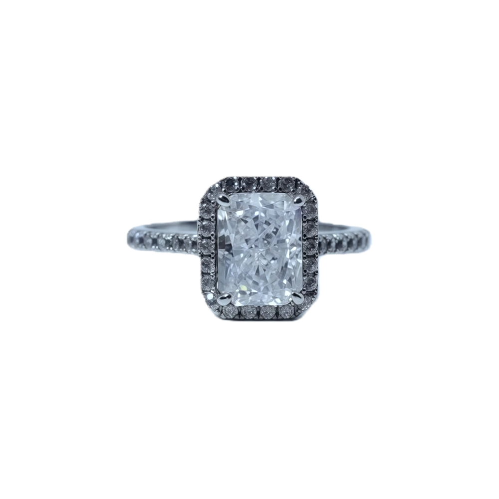 Rectangular White Diamond Ring