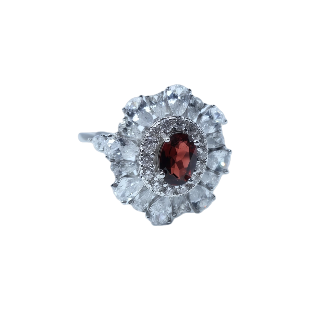 Vintage-style aquamarine ring, garnet ring