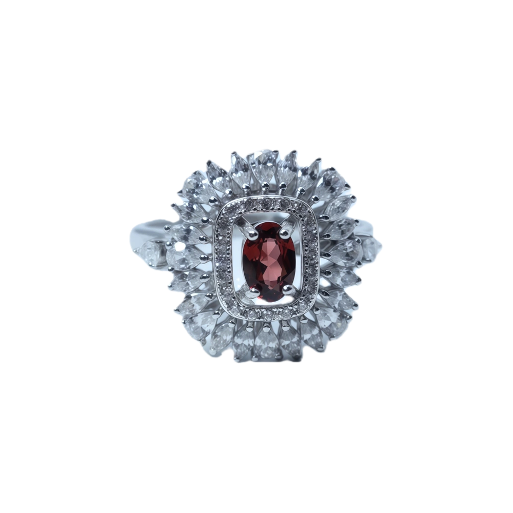 Square Luxury Garnet Ring
