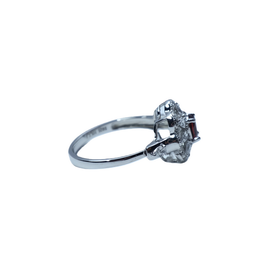 Wholesale Flower-Shaped Luxury Garnet Ring