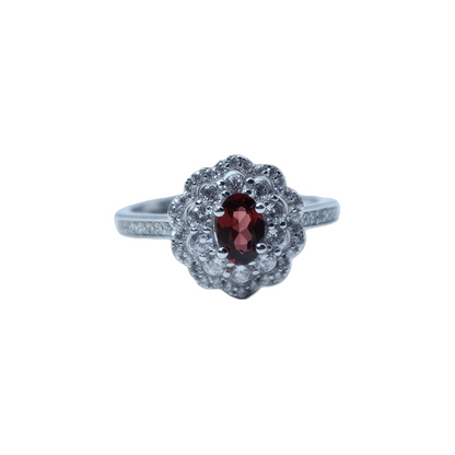 Garnet Accent Stones  Floral Ring