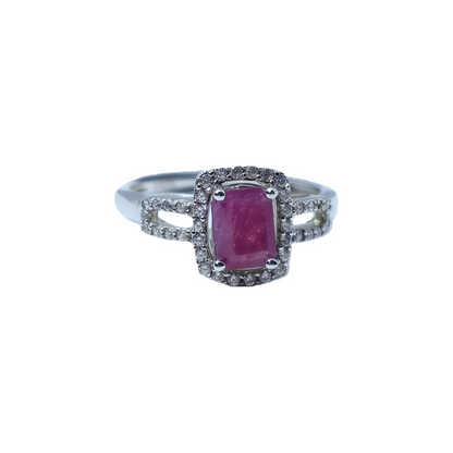 Square Natural Unheated Ruby Ring