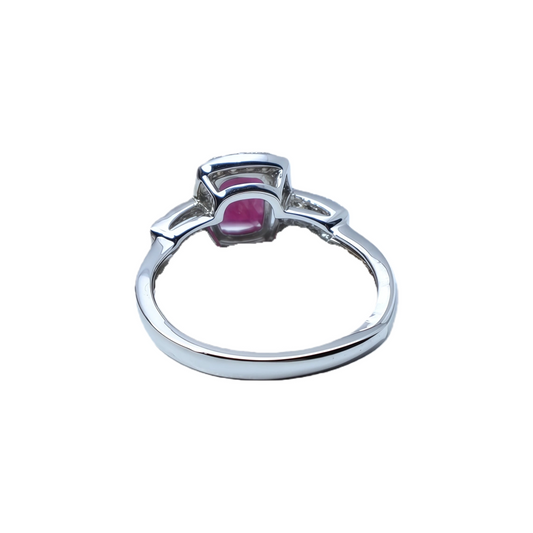 Square ruby ring worn on hand 925 silver supplier