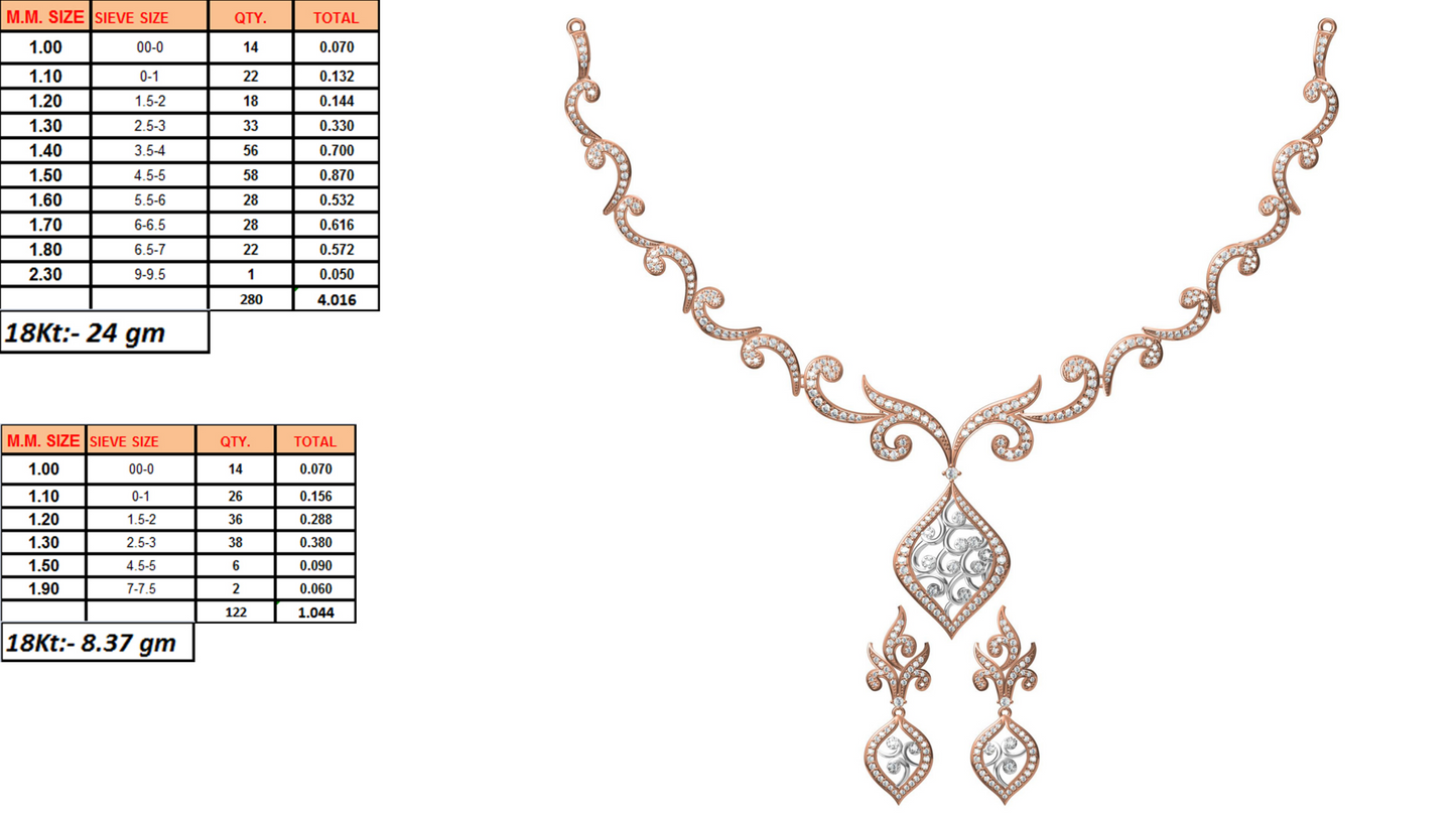 18K Gold Necklace & Earring Set 2 | Moissanite Natural Diamond Lab Diamond | Bridal Luxury | Bo Cheng Jewelry