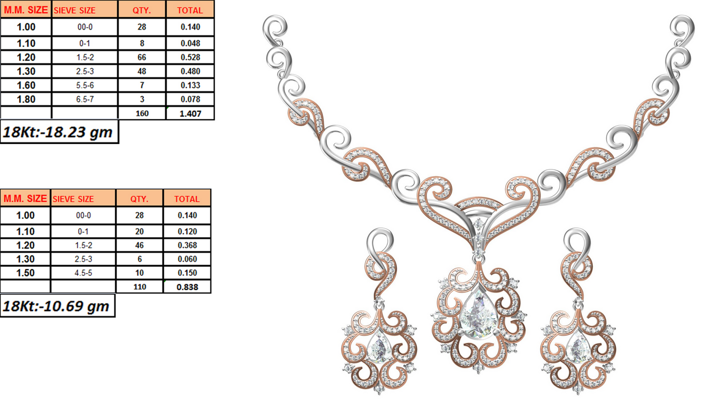 18K Gold Necklace & Earring Set 2 | Moissanite Natural Diamond Lab Diamond | Bridal Luxury | Bo Cheng Jewelry