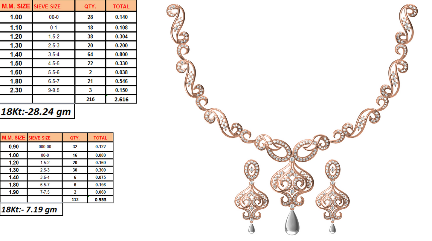 18K Gold Necklace & Earring Set 2 | Moissanite Natural Diamond Lab Diamond | Bridal Luxury | Bo Cheng Jewelry