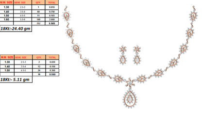 18K Gold Necklace & Earring Set 2 | Moissanite Natural Diamond Lab Diamond | Bridal Luxury | Bo Cheng Jewelry