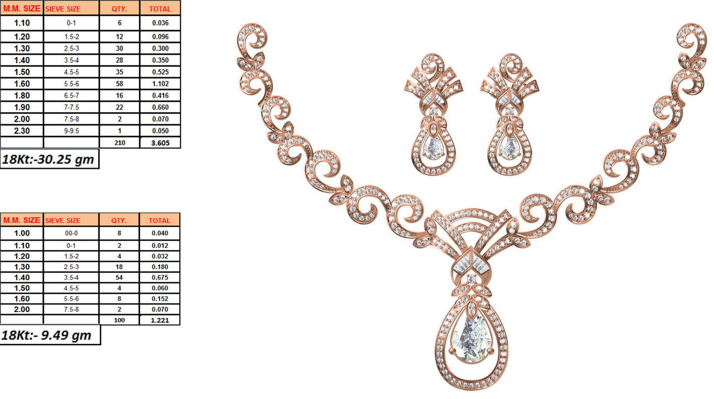 18K Gold Necklace & Earring Set 2 | Moissanite Natural Diamond Lab Diamond | Bridal Luxury | Bo Cheng Jewelry
